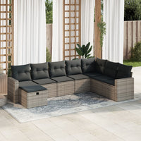 Thumbnail for 8-tlg. Garten-Sofagarnitur mit Kissen Grau Poly Rattan