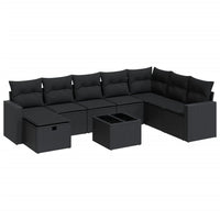 Thumbnail for 9-tlg. Garten-Sofagarnitur mit Kissen Schwarz Poly Rattan