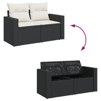 Thumbnail for 9-tlg. Garten-Sofagarnitur mit Kissen Schwarz Poly Rattan