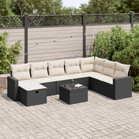 Thumbnail for 9-tlg. Garten-Sofagarnitur mit Kissen Schwarz Poly Rattan