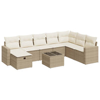 Thumbnail for 9-tlg. Garten-Sofagarnitur mit Kissen Beige Poly Rattan
