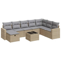 Thumbnail for 9-tlg. Garten-Sofagarnitur mit Kissen Beige Poly Rattan