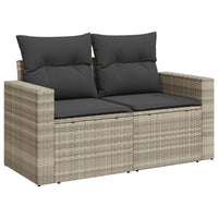 Thumbnail for 9-tlg. Garten-Sofagarnitur mit Kissen Hellgrau Poly Rattan