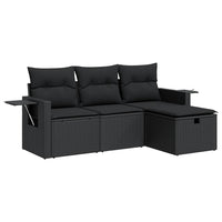 Thumbnail for 4-tlg. Garten-Sofagarnitur mit Kissen Schwarz Poly Rattan