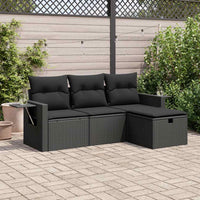 Thumbnail for 4-tlg. Garten-Sofagarnitur mit Kissen Schwarz Poly Rattan