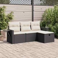 Thumbnail for 4-tlg. Garten-Sofagarnitur mit Kissen Schwarz Poly Rattan