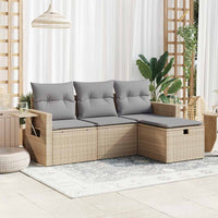 Thumbnail for 4-tlg. Garten-Sofagarnitur mit Kissen Beige Poly Rattan