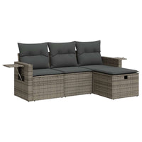 Thumbnail for 4-tlg. Garten-Sofagarnitur mit Kissen Grau Poly Rattan