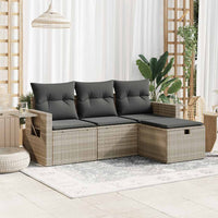 Thumbnail for 4-tlg. Garten-Sofagarnitur mit Kissen Hellgrau Poly Rattan