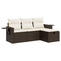 Thumbnail for 4-tlg. Garten-Sofagarnitur mit Kissen Braun Poly Rattan