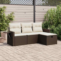 Thumbnail for 4-tlg. Garten-Sofagarnitur mit Kissen Braun Poly Rattan
