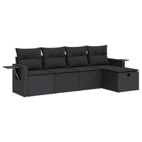 Thumbnail for 5-tlg. Garten-Sofagarnitur mit Kissen Schwarz Poly Rattan