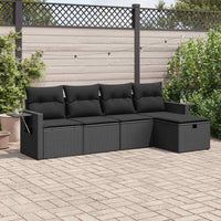Thumbnail for 5-tlg. Garten-Sofagarnitur mit Kissen Schwarz Poly Rattan