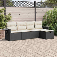 Thumbnail for 5-tlg. Garten-Sofagarnitur mit Kissen Schwarz Poly Rattan
