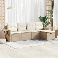 Thumbnail for 5-tlg. Garten-Sofagarnitur mit Kissen Beige Poly Rattan