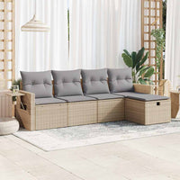 Thumbnail for 5-tlg. Garten-Sofagarnitur mit Kissen Beige Poly Rattan