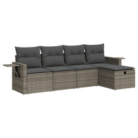 Thumbnail for 5-tlg. Garten-Sofagarnitur mit Kissen Grau Poly Rattan