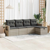 Thumbnail for 5-tlg. Garten-Sofagarnitur mit Kissen Hellgrau Poly Rattan