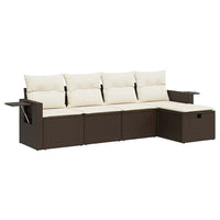 Thumbnail for 5-tlg. Garten-Sofagarnitur mit Kissen Braun Poly Rattan