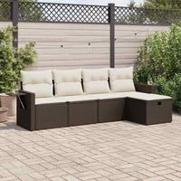 Thumbnail for 5-tlg. Garten-Sofagarnitur mit Kissen Braun Poly Rattan