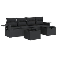 Thumbnail for 6-tlg. Garten-Sofagarnitur mit Kissen Schwarz Poly Rattan