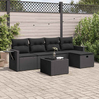 Thumbnail for 6-tlg. Garten-Sofagarnitur mit Kissen Schwarz Poly Rattan
