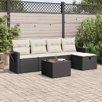 Thumbnail for 6-tlg. Garten-Sofagarnitur mit Kissen Schwarz Poly Rattan