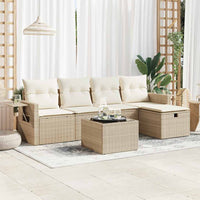 Thumbnail for 6-tlg. Garten-Sofagarnitur mit Kissen Beige Poly Rattan