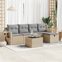 Thumbnail for 6-tlg. Garten-Sofagarnitur mit Kissen Beige Poly Rattan