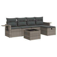 Thumbnail for 6-tlg. Garten-Sofagarnitur mit Kissen Grau Poly Rattan