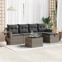 Thumbnail for 6-tlg. Garten-Sofagarnitur mit Kissen Grau Poly Rattan