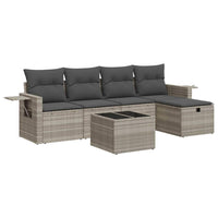 Thumbnail for 6-tlg. Garten-Sofagarnitur mit Kissen Hellgrau Poly Rattan