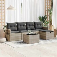 Thumbnail for 6-tlg. Garten-Sofagarnitur mit Kissen Hellgrau Poly Rattan