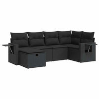 Thumbnail for 6-tlg. Garten-Sofagarnitur mit Kissen Schwarz Poly Rattan