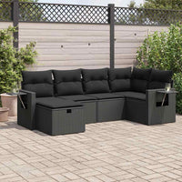 Thumbnail for 6-tlg. Garten-Sofagarnitur mit Kissen Schwarz Poly Rattan