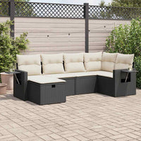 Thumbnail for 6-tlg. Garten-Sofagarnitur mit Kissen Schwarz Poly Rattan