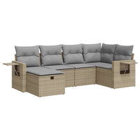 Thumbnail for 6-tlg. Garten-Sofagarnitur mit Kissen Beige Poly Rattan
