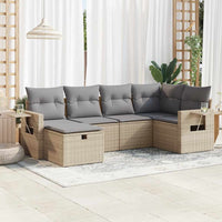 Thumbnail for 6-tlg. Garten-Sofagarnitur mit Kissen Beige Poly Rattan