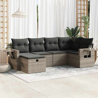 Thumbnail for 6-tlg. Garten-Sofagarnitur mit Kissen Grau Poly Rattan