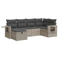 Thumbnail for 6-tlg. Garten-Sofagarnitur mit Kissen Hellgrau Poly Rattan