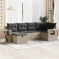 Thumbnail for 6-tlg. Garten-Sofagarnitur mit Kissen Hellgrau Poly Rattan