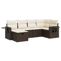 Thumbnail for 6-tlg. Garten-Sofagarnitur mit Kissen Braun Poly Rattan