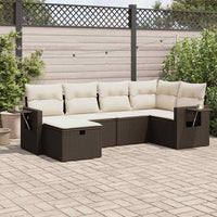 Thumbnail for 6-tlg. Garten-Sofagarnitur mit Kissen Braun Poly Rattan