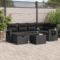 Thumbnail for 7-tlg. Garten-Sofagarnitur mit Kissen Schwarz Poly Rattan