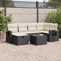 Thumbnail for 7-tlg. Garten-Sofagarnitur mit Kissen Schwarz Poly Rattan