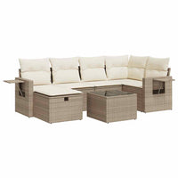 Thumbnail for 7-tlg. Garten-Sofagarnitur mit Kissen Beige Poly Rattan