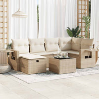 Thumbnail for 7-tlg. Garten-Sofagarnitur mit Kissen Beige Poly Rattan