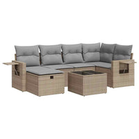 Thumbnail for 7-tlg. Garten-Sofagarnitur mit Kissen Beige Poly Rattan