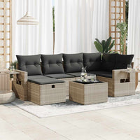 Thumbnail for 7-tlg. Garten-Sofagarnitur mit Kissen Hellgrau Poly Rattan