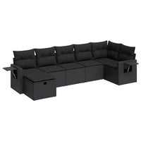 Thumbnail for 7-tlg. Garten-Sofagarnitur mit Kissen Schwarz Poly Rattan